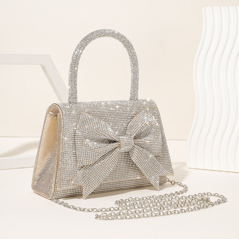 Light Luxury Full Diamond Bow Handbag Sparkling Bag